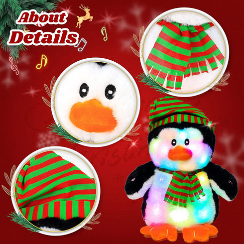 Cuteoy Penguin LED Musical Stuffed Animal Light-up Singing Plush Adjustable Volume Lullaby Plushies Birthday Christmas Toy Gifts for Kids Toddler ...