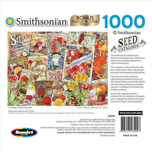 RoseArt - Smithsonian Archives Collection - Vintage Seed Packets - 1000 Piece Jigsaw Puzzle for Adults...