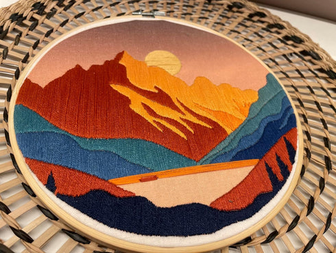 mozhijing Landscape Embroidery Stamped Pattern.Scenery Embroidery Kits for Beginners Adults, Mountains and lake Stamped Cross Stitch kits for Begi...