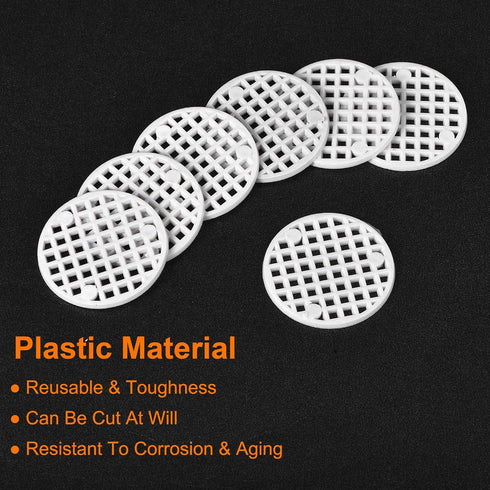 MECCANIXITY Flower Pot Hole Mesh Pad 1 Inch Bonsai Plant Bottom Round Plastic Soil Grid Screen Mat, White Pack of 50...