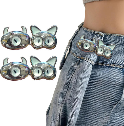 Cat Jeans Button Pins, Detachable Jean Button for Loose Jeans No Sewing Adjustable Buttons for Jeans Pant Clips for Waist Tightener (Grey)...