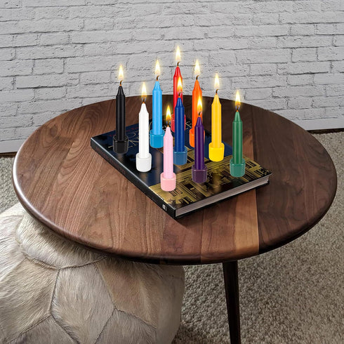 Mega Candles 10 pcs Unscented Assorted Color Exquisite Mini Taper Spell Candles, 4 Inch Tall x 3/4 Inch Diameter, Magic Chimes, Enchantment, Casti...