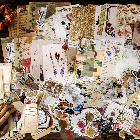 Teniinet 260 PCS Vintage Scrapbooking Supplies Aesthetic Journaling Kit,Large Collection for Bullet Junk Journals,Arts Craft Collage,Ephemera Adul...