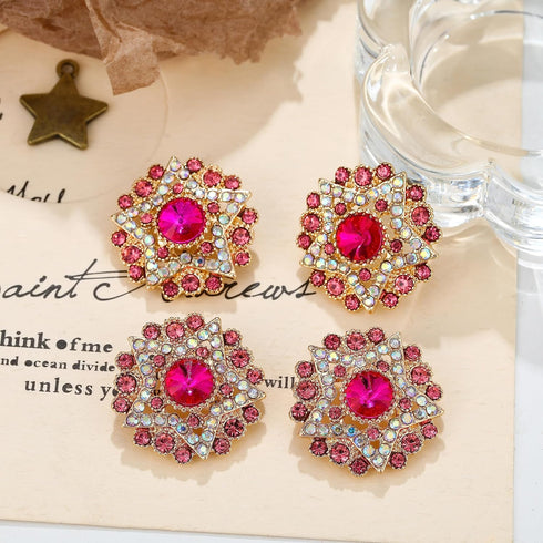 4Pcs Sliver Rhinestone Buttons Crystal Embellishments for Clothing Jewelry Making DIY Decoration Bottons for Sewing Crafts Wedding Bridal (Red)...