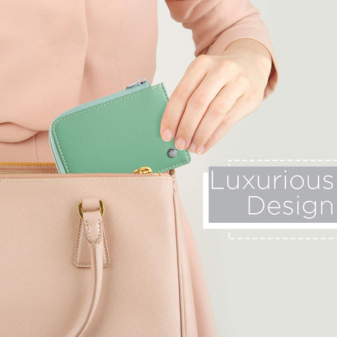 SERMAN BRANDS Wallet Women Zipper Rfid Blocking Small Compact Luxury Leather Pocket Wallet Ladies Mini Purse Credit Card Holder - Compact...