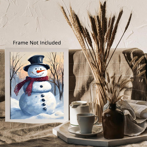 Posterizer 1 pcs-cute snowman in snowy wintery nature 8-Holiday Poster Collection-Landscape & Nature Art-Living Room Bedroom Decor- unframed wall ...