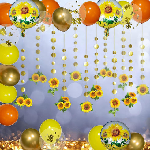 Cheerland 35pcs Sunflower Party Balloon Garlands Latex Foil Balloons Circle Sunflower Banners for Themed Kids Birthday Fall Bridal Baby Shower Sum...