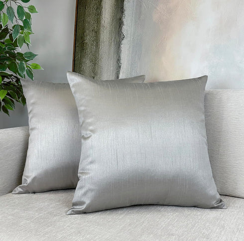 Aiking Home Collection 24x24 Inches Faux Silk Square European Shams, Zipper Closure, Silver (Set of 2)...
