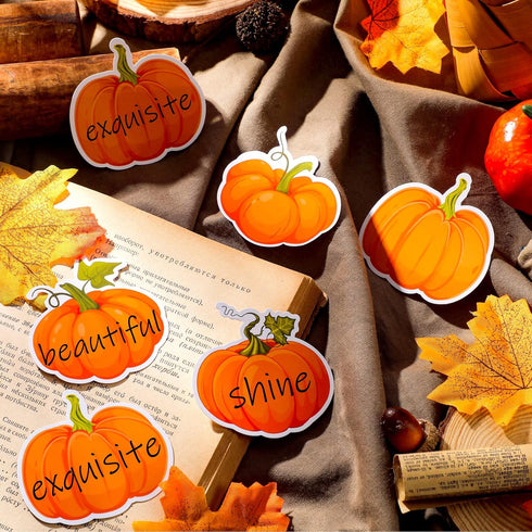 60 Pieces Pumpkin Cutouts Classroom Decoration Fall Bulletin Board Decorations 6 Designs Pumpkin Cutouts with 60 Glue Point for Halloween Fall Tha...