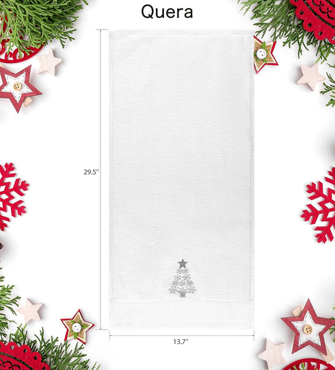 Quera 2 Pack Christmas Hand Towels 100% Cotton Embroidered Premium Luxury Decor Bathroom Decorative Dish Towels Set for Drying, Cleaning, Cooking,...