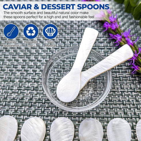 Caviar Spoons - Mother of Pearl - 8 pack - 3 inch spoons - Hand Crafted - Individual and Group Serving Spoons - Restaurant Quality - Perfect for E...
