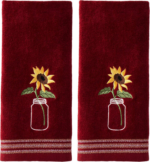 SKL Home by Saturday Knight Ltd. Sunflower In Jar 2 Pc Hand Towel Set, Wine...