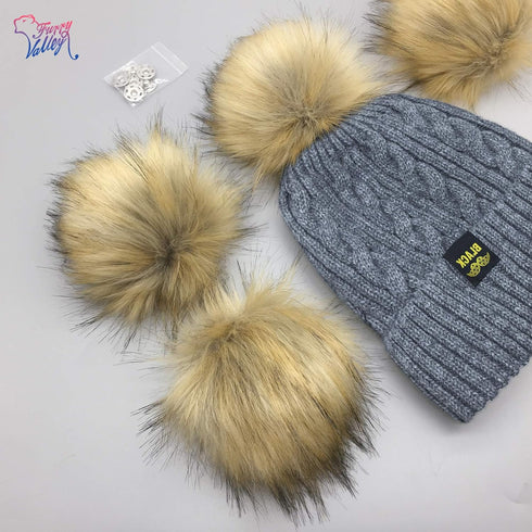 Furryvalley Faux Fur Pompom 6pcs DIY Crafts Fluffy Balls for Hat Shoes Scarves with Snap Fastener Removable Knitting Hat Horse Riding Hat Silk Acc...