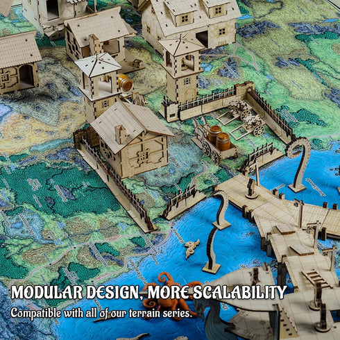 Brick and Iron Fences Miniature (Set of 16) Wood Laser Cut Modular Fantasy Terrain 28mm Scale Perfect for D&D, Dungeons & Dragons, Warhammer and O...