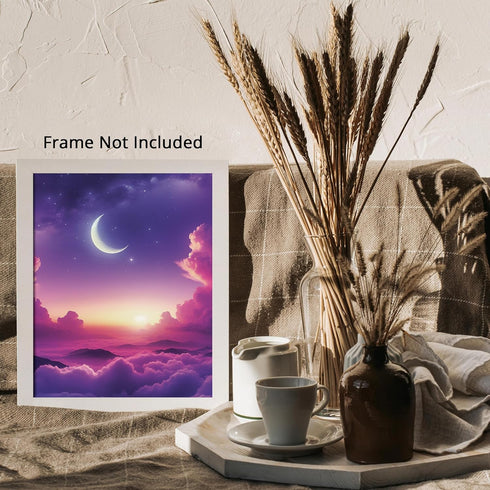 Posterizer 1 pcs-Gradient Pink and Purple Sky Aesthetic Print-Abstract & Modern Art-Landscape & Nature Art-Gifts for Women-Living Room Bedroom Dec...