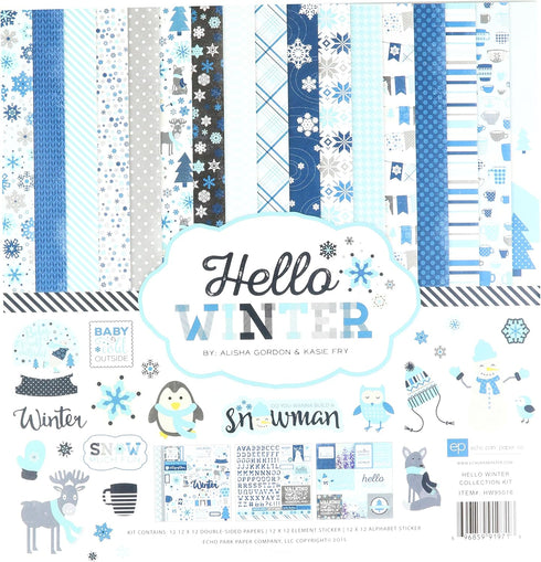 Echo Park Paper Company Hello Winter Collection Kit, 12 x 12"...