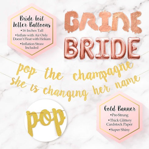 Bachelorette Party Decorations Kit | Bridal Shower Supplies | Bride to Be Sash, Ring Foil, Rose Balloons, Glitter Banner | Pop The Champagne She i...