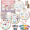 Moni Crafts - 4 Sets Starter Embroidery Kit for Beginners Adults and Kids - Learn 33 Stitches with Simple Embroidery Patterns DIY - Needlepoint Ha...
