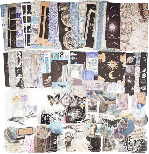 Knaid 200 Pieces Vintage Ephemera Bundle Junk Journal Kit Scrapbook Supplies Paper Sticker Material Pack for Art Journaling Bullet Journals Planne...