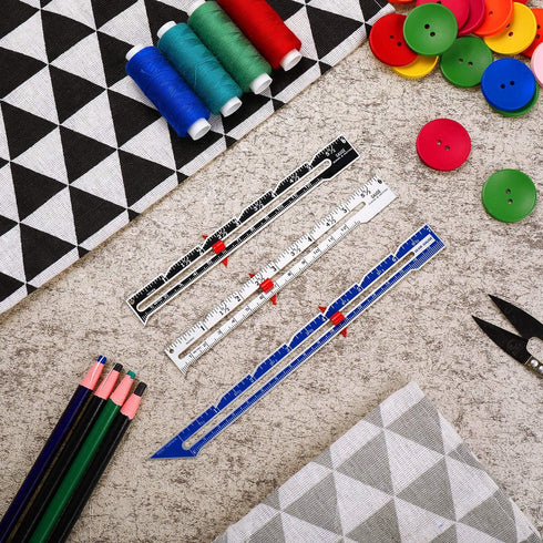 3 Pieces Sewing Gauge Sewing Measuring Tool Metal Sliding Gauge Fabric Quilting Ruler Seam Measuring Gauge for DIY Fabric Crafts Quilting Knitting...
