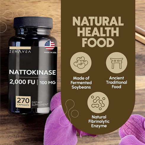 Nattokinase Superfood Supplement - Recommended 2000 FU Dose - 270 Vegan Capsules - 9 Months Treatment...