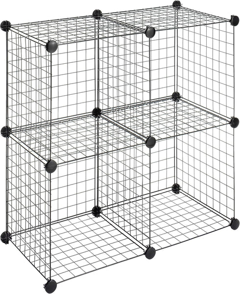 Whitmor Storage Cubes - Stackable Interlocking Wire Shelves -Black (Set of 4)...