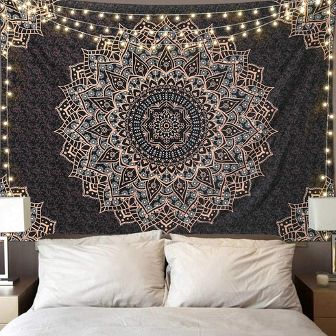 Edeesky Black Mandala Tapestry Wall Hanging Psychedelic Aesthetic Indian Hippie Wall Decor Bohemian Wall Art Boho Home Decoration for Bedroom,Livi...