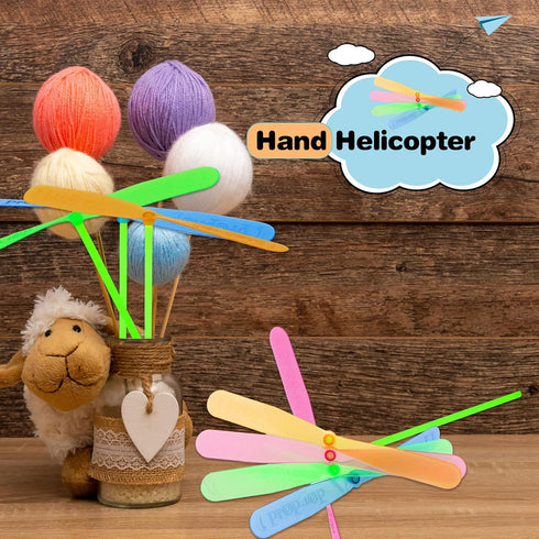 210 Pcs Plastic Flying Helicopter Toys Set Hand Helicopter Hand Rub Flying Propeller Toys Bamboo Dragonfly Toy for Kid Toddlers Gift Outdoor Flyin...