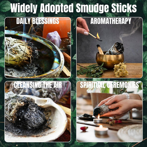 White Sage Mix Smudge Sticks 3 Pack for Cleansing, Meditation, Yoga, and Smudging | Cedar, Rosemary, Eucalyptus, & Juniper (White & Juniper)...