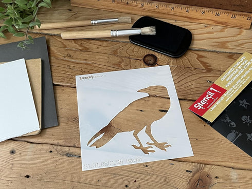 Stencil1 Raven Stencil - Durable Quality Reusable Mylar Stencils - Great for Halloween & Pumpkin Decorating Art Craft - 5.75" x 6"...
