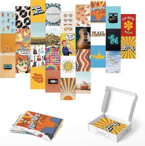 HAUS AND HUES Aesthetic Wall Collage Kit for Teens - Hippie Posters and Aesthetic Pictures for Wall Collage | Photo Wall Collage Kit Retro Photo C...