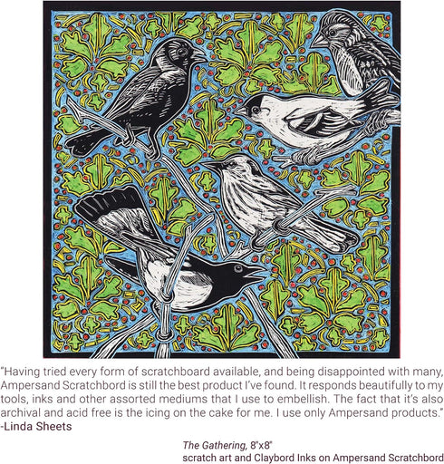Ampersand Art Supply Scratchbord Art Panel: Museum Series Scratchboard, 1/8 Inch Flat Profile, 5" x 5" - Pack of 3...