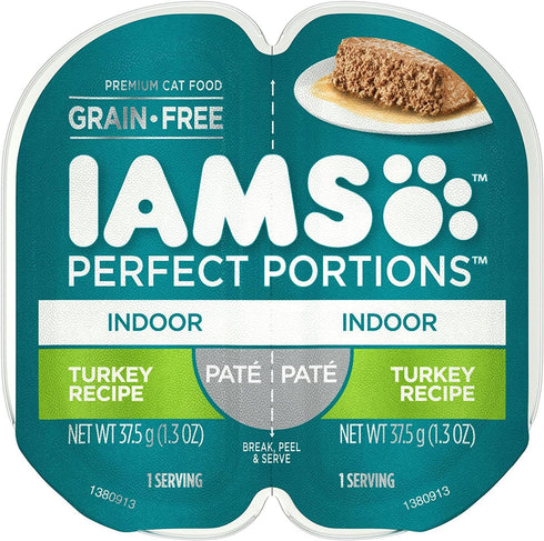 Iams Grain-Free Perfect Portions Indoor Pate` Turkey Recipe (4-Trays = 8 Individual Servings) (Net Wt 1.3 Oz Each)...