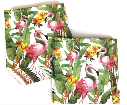 20-ct 13x13 Flamingo Napkins Fall Napkins Paper Decoupage Paper Napkins Fall Paper Napkins Decorative Napkins Floral Napkins Tropical Bird Floral ...