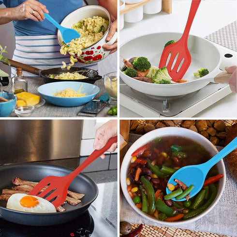 Homikit 5-Piece Kitchen Cooking Utensils Set, Colorful Silicone Slotted Turner Spatula Spoons for Nonstick Cookware, Dishwasher Safe Kitchen Tools...