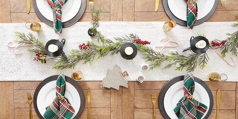 DII Holiday Dining Table Linen Sparkle Metallic Kitchen Décor, Table Runner, 14x72, Jacquard Snowflakes...