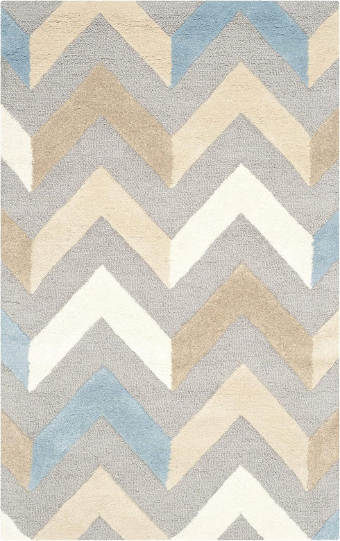 SAFAVIEH Cambridge Collection Accent Rug - 2' x 3', Grey & Ivory, Handmade Chevron Wool, Ideal for High Traffic Areas in Entryway, Living Room, Be...