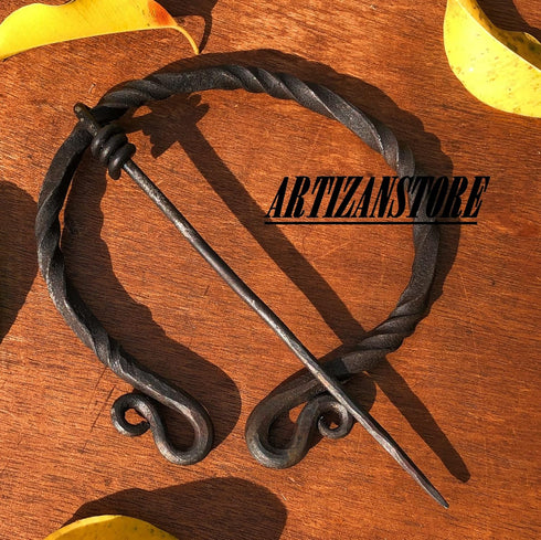 Large Twisted Penannular Brooch Cloak Pin Black...