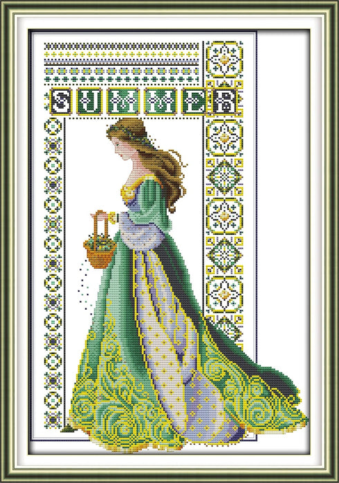 CaptainCrafts Cross Stitch Stamped Cross Stitch Kits Pre-Printed and Counted Unstamped White Cloth Embroidery Kit Needlecrafts (Summer Angel, Prep...