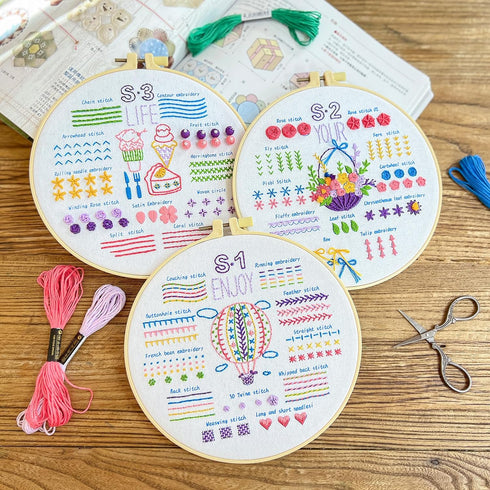 JSRQT 3 Sets Embroidery Kit for Adults Beginners,Needlepoint Craft Kits for Adults,Hand Embroidery Practice Kit for Adults,Learn 33 Different Stit...