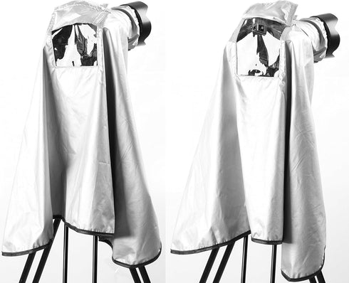 Movo CRC03 Extra-Long Camera Rain Coat Rain Cover for DSLR Cameras, Lens, and Tripod (Metallic Gray)...