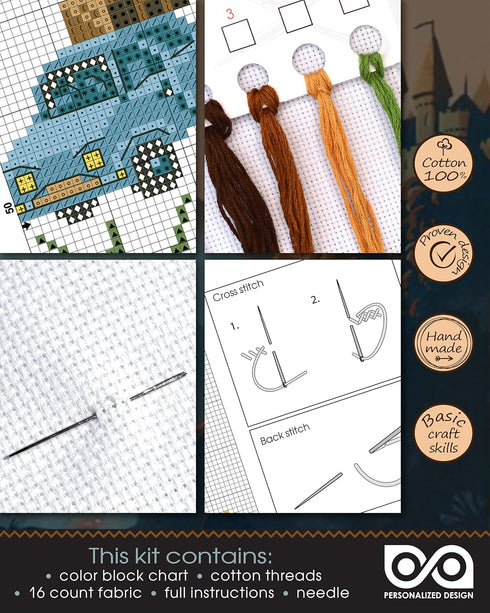 Personalized.Design Counted Cross Stitch Bookmark Kit 'Whomping Willow' - DIY Set for Hand Embroidery...