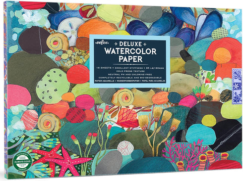 eeBoo Piece & Love: Tidepool Watercolor Pad - 16 Sheets, 85 lB Paper, 9.5 x 6.5 Book, Adults Arts & Crafts...