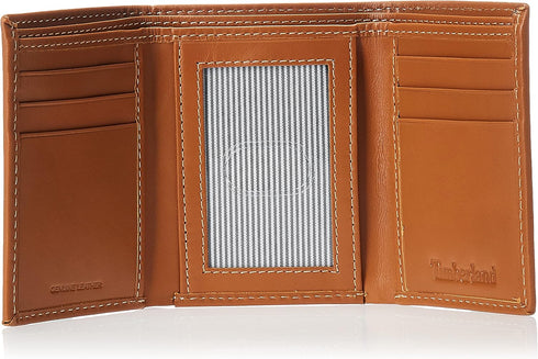 Timberland mens Leather Trifold Wallet With Id Window, Tan (Cloudy), One Size...