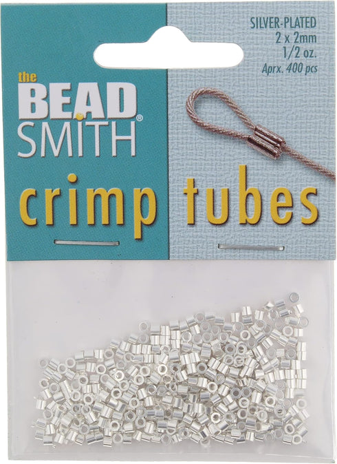 The Beadsmith Tube Crimp Beads, 2 x 2mm, 400 Pieces, Silver Color, Uniform Cylindrical Shape, No Sharp Edges, Designed to Secure The Ends of Jewel...