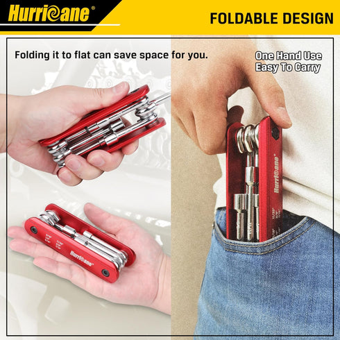 HURRICANE 6 in 1 Folding Nut Driver Set SAE, Hex Nut Driver Set, Cr-V Steel Shank. Premium Portable Premium Aluminum Handle. Easy to Carry Out, 3/...