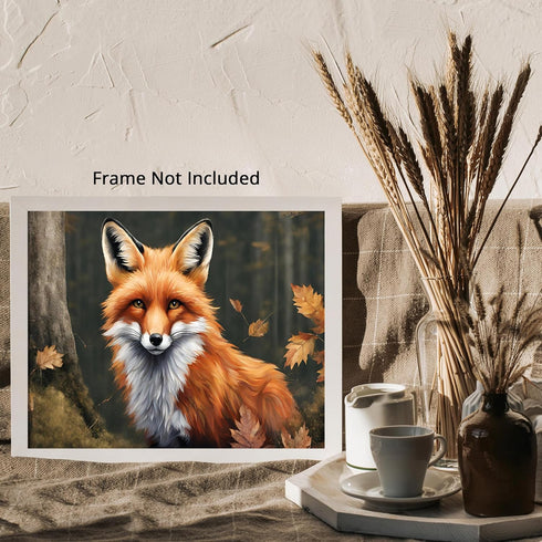 Posterizer 1 pcs- Beautiful red fox in the jungle-Art for Animal Lovers-Landscape & Nature Art- Gift for Men Women Entrepreneur Teens-Living Room ...