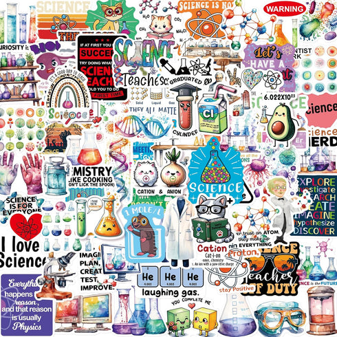 100 Pcs Natural Science Stickers Physics Chemistry Biology Experiment Vinyl Waterproof Stickers Student Laboratory Decals for Laptop Water Bottle ...