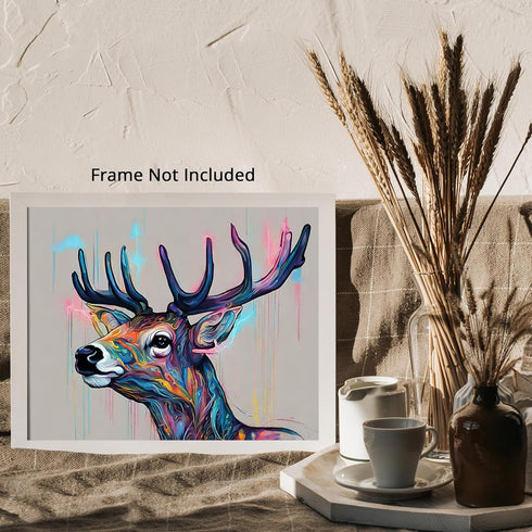 Posterizer 1 pcs- Abstract deer print with a white background-Art for Animal Lovers-Abstract & Modern Art- Gift for Men Women Entrepreneur -Decor ...