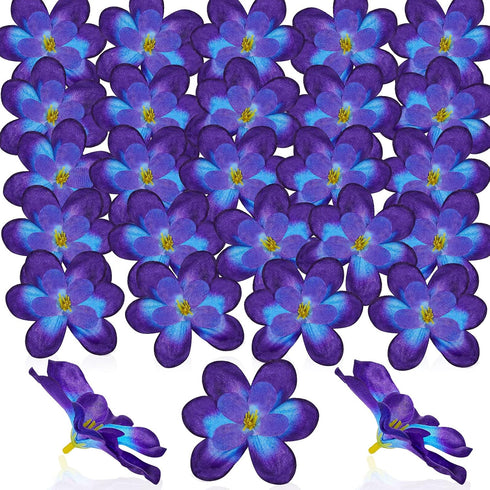 100 Pieces Blue Purple Faux Orchid Flowers Halloween Flower Day of The Dead Decoration Artificial Orchids for DIY Home Wedding Table Centerpieces ...